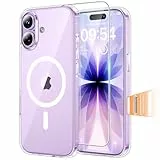 TAURI für iPhone 17 Hülle 6,3' mit Panzer Schutz Glas Folie und Kamerasteuerung, Kompatibel mit MagSafe, Schutz nach Militärstandard, Stoßfest Transparent Magnetisch Handyhülle - Durchsichtig