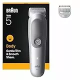 Braun Bodygroomer Series 5, Elektrischer Körperrasierer Herren mit 2 Zubehörteile, Kabelloser Trimmer für Intimbereich und Körper, 100 Min Akku, Wasserdichter Körperhaartrimmer, BG5500, Grau