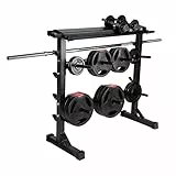 Ultrasport Hantelablage Ablage von Hantelscheiben, Kurzhanteln & Langhanteln, auf 3 Ebenen, inkl. Handtuchhalter, Haken & Schublade für Zubehör, stabiles Stahlgestell, bis 300 kg belastbar