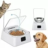 BESPORTBLE Automatischer Futterautomat Katze & Hund für Nass- & Trockenfutter, Sensor Futterspender öffnet Automatisch, Luftdicht gegen Gerüche & Insekten, Edelstahlnapf, Batteriebetrieben