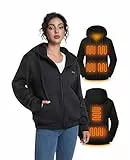 Beheizbarer Hoodie Damen mit 12V 20000mAh Akku - Beheizter Hoodie für Herren mit Doppelschalter und Powerbank, 6 Heizzonen 3 Temperaturen, Beheizter Unisex Kapuzenpullover für Camping & Outdoor-Arbeit