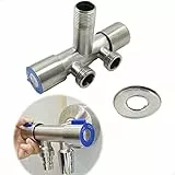 Leyomgamz Eckventil Winkelsteuerventil für Geschirrspüler und Doppelgeräte Doppelschalter Dreiwege-Eckventil für Badezimmer, Toilette, Waschbecken, Armaturen G1/2