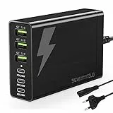 LAMJAD 96W USB Ladestation 6-Port Wandladegerät,Tragbarer Mehrfach Port USB Ladegerät mit 3 USB-C, Compatible für alle iPad,13plus/12Pixel Samsung Galaxy