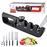 Messerschärfer, Premium 4-in-1 Messerschleifer, Messer schärfen mit 6 Stufen verstellbarem Winkelknopf, Ergonomisches Messer Schärfen, Schleifstein und Wetzstahl Ersatz,Messerschärfen leichtgemacht
