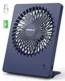 TriPole Tischventilator Leise, 2000mAh Ladefähige USB Ventilatoren Ausführen Bis zu 4-16 Std, 3 Geschwindigkeiten Tragbarer Akkulüfter-30dB, 180°Einstellbar, für Büro, Bibliothek, Reise-Dunkelblau