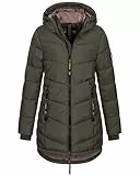 Sublevel Damen Winter Jacke Mantel Parka Steppjacke Steppmantel Wintermantel, Farbe:Olive, Größe:M (38)
