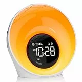 Tageslichtwecker Lichtwecker Sonnenaufgang, Wake Up Light mit Wecker Digital, Nachttischlampe Dimmbar mit Doppelalarm und Snooze, White Noise Machine mit 30 Einschlafmusik, 16 Helligkeit, 14 Farblicht