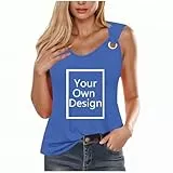 EMATOP Tank Top Damen Individuelles Sommer Tshirt Machen Sie Ihren eigenen personalisierten Bedrucken Lassen Druck mit Lieblingsfoto oder Wunschtex Laufweste Ärmellos V-Ausschnitt Oberteile