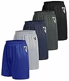 BOOJO 5er Pack Sporthose Herren Kurz Sport Shorts mit Taschen Schnell Trocknend Trainingshose Jogginghose Laufhose für Gym Basketball(Schwarz/Dunkelgrau/Dunkelblau/Hellgrau/Dunkelmarineblau,3XL)