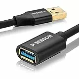 SEBSON USB Verlängerung 3m - A Stecker auf A Buchse - USB 3.0 Daten Kabel 5 Gbit/s Datenübertragung, Verbindungskabel PC, Laptop, Drucker, Festplatten uvm.