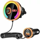 Bluetooth Adapter Auto FM Transmitter Bluetooth Transmitter für Auto Bluetooth, QC3.0-Schnellladung, Leistungsstarkes Mikrofon, HiFi-Bassklang, Freisprechen, UnterstüTzung für USB-/TF-Laufwerke