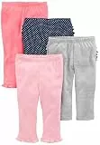 Simple Joys by Carter's Baby-Mädchen 4-Pack Pant Hose, Grau/Korallenrosa/Marineblau Punkte/Rosa, Frühchen (4er Pack)