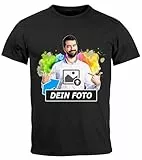 MoonWorks® Herren T-Shirt mit Foto Text selbst gestalten individuelle Fotogeschenke personalisiert Fotoshirt schwarz L