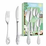 Kuppels Kinder-Besteck-Set Bauernhoffreunde | 4-teilig | Edelstahl rostfrei | Geprägtes Kinderbesteck ab 4 Jahre für Junge und Mädchen | Kindermesser, Kindergabel, Esslöffel und Teelöffel
