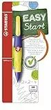 STABILO - Ergonomischer Druck-Bleistift für Rechtshänder - EASYergo 1.4 in violett/neongelb - inkl. 3 dünner Minen - Härtegrad HB