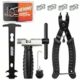 HENMI Kettennieter Fahrrad, Kettenzange, Kettenlehre und 4 Paar Kettenschloss Fahrradkette Reparatur Set Pro für 6-12 Fach Fahrradkette Werkzeug
