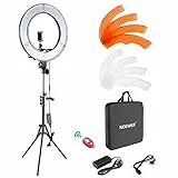 NEEWER Kamera Foto Video Ringlicht Kit: 18 Zoll/48 Zentimeter Außen 52W 5500K dimmbare LED Ringlicht Licht Standplatz Bluetooth Empfänger für Smartphone YouTube Self-Porträt Aufnahmen