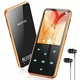 AGPTEK 64GB MP3 Player Bluetooth 5.3 mit 2,4' TFT Farbbildschirm, HiFi Musik Kinder MP3 Player mit Lautsprecher, Touch-Tasten, FM-Radio, E-Book, Aufnahme, Unterstützung bis zu 128 GB, Orange