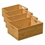Kesper | Aufbewahrungsbox, stapelbar, Material: FSC®-zertifizierter Bambus, Maße: B 33 x T 24 x H 13,5 cm, Farbe: Braun | 57402 (Packung mit 4)