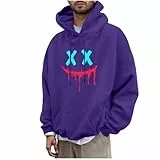 KOG Hoodie für Herren Mode Hoodies Mode Motiv Kapuzenpullover Basic Bekleidung Männer Pullover Oberteile Warm Teenager Winter Locker Kapuzenjacke Baumwolle Sweatshirt mit Kapuze Lila XXL