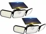 Peasur Solarlampen für Außen mit Bewegungsmelder, 2 Stück LED Aussenleuchte mit Fernbedienung 3 Modi, IP65 Wasserdicht 270°Drehbar Solarleuchten 3 Köpfe für Garten Balkon Veranda Garage