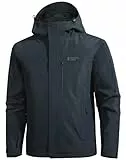 Pioneer Camp Herren Regenjacke Wasserdicht Atmungsaktiv Outdoor Jacke Mit Kapuze 4 Taschen Marine XXL