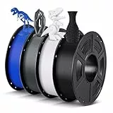 ANYCUBIC PLA Filament 1.75mm, 4KG 3D Drucker Filament PLA Maßgenauigkeit +/- 0,02 mm, Vakuumverpackung, Intelligente Identifikation, Schwarz&Weiß&Grau&Blau(4PCS)