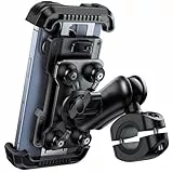 Lamicall Handyhalterung Motorrad, Handyhalter Fahrrad - [Metall-Verlängerungsarm] [Doppelt Vibrationsgedämpft] Handy Motorradhalterung Diebstahlsicher, 720° Drehbarer Lenker Halter für iPhone 16/15/14