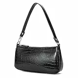Handtasche Damen Vintage, Umhängetasche mit Schickem Krokoprägung-Druck, Kleine Umhängetasche,Schultertasche,Frau Vintage Shoulder Mini Bag (Schwarz)