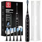 Oclean Elektrische Zahnbürste Flow TravelGo Set, 180 Tage Akkulaufzeit Schallzahnbürste mit Reiseetui, 5 Modi Sonic Electric Toothbrush mit 6 Bürstenköpfen und IPX7 Wasserdicht, Schwarz