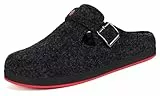 Gaatpot Hausschuhe Herren Clogs Winter Filz Pantoffeln,Schwarz A,EU43