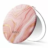 Fancii Taylor LED-beleuchteter Reise-Make-up-Spiegel, wiederaufladbar, 10-fach/1-fache Vergrößerung, TRU-Glow-Beleuchtungssystem, XL groß, 12,7 cm breit, kompakter Spiegel für Geldbörsen (Marmorrose)