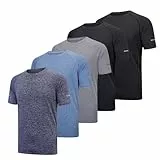 fovdtaa Herren-T-Shirt, kurzärmelig, Rundhalsausschnitt, für Fitnessstudio, Training, Laufen, atmungsaktives Sportoberteil, 5 Stück, L