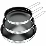 COOKNANO Bratpfannen,3-teiliges Pfannen-Set 22/26/30 cm, 4-Schicht-Edelstahl-Antihaftpfanne, Ergonomischen Griff, für alle Herdarten inkl. Induktion