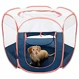 Furhaven Tragbares Hunde- und Katzengehege, faltbarer Spielplatz/Zwinger für drinnen und draußen mit Reißverschluss, Marineblau, M
