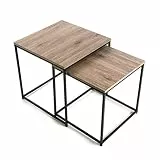 Versa Cambridge Beistelltisch für das Wohnzimmer, Schlafzimmer oder die Küche. Moderner, niedriger Tisch, 2er Set, Maßnahmen (H x L x B) 50 x 50 x 50 cm, Holz und Metall, Farbe: Braun