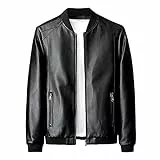 RUMAOZIA Leder Jacken Herren, Herren Pu Lederjacken Vintage Kunstleder Motorradjacke Slim Fit Bomberjacke Lässige Windjacke Übergangsjacke Sport Freizeitjacke Urlaub Wandern Oberbekleidung