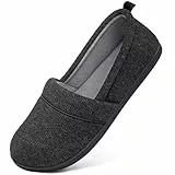 EverFoams Damen Gemütliche Memory Foam Hausschuhe, Leichte Frottee Halbschuhe mit Rutschfester Gummisohle Schwarz,38 EU