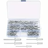 120 Stück Popnieten Sortiment, sortierte Flansch-Aluminium-Blindnieten mit Aufbewahrungsbox, 3,2 mm, 4 mm, 5 mm Kopfnieten für Metall, Holz, Kunststoff