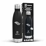 TAVIALO Edelstahl Trinkflasche 0,5L – Isolierflasche 0,5L/0,75L/1L, BPA-frei, Kohlensäure-geeignet, Doppelwand, Thermosflasche hält Getränke 24h kalt & 12h heiß – für Sport, Reisen & Outdoor (Schwarz)