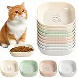 10 Stück Katzennapf,Katzenschüssel,Katzennapf Flach,Fressnapf Katze Futternapf,Runden Katzenteller,Fressnapf Katze,Bunt Katzenfutter Napfset,Cat Plate für Kätzchen und kurzbeinige Katzen