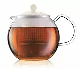 Bodum 1830-913 Teebereiter mit Glasgriff und farbigem Deckel, 1 L