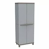 Terry, C-Rattan 2680, Schrank mit zwei Türen in Holz-Optik und 3 Einlegeböden, für innen und außen - 68x39x170 cm