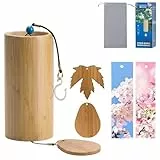 GYHWOFUL Japanisches Bambus Wind-Spiel – Klangspiel in C-Dur für Meditation & Entspannung, Wind-Spiele für draußen hängend, Zen Gartendeko für Balkon, Haus & Garten, Geschenkset