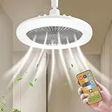 ZeiLaBang Kakadi Ventilator lampe,Deckenventilator mit LED Licht E27,30W LED Deckenleuchte mit Lüfter,Lampe Mit Lüfter,eckenventilator Mit Fernbedienung,Leiser Deckenventilator für Schlafzimmer