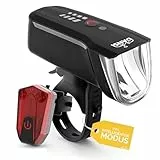 DANSI LED Fahrradlicht Set - StVZO Zugelassenes Fahrrad Licht mit 60, 30 & 15 Lux |USB C Wiederaufladbares vLED Fahrradlicht Vorne+Hinten |Automatische Lichtanpassung & Werkzeuglose Montage| Regenfest