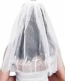 Bride to Be Brautschleier Weiß, Kurz Hochzeit Brautschleiers, JGA Schleier Braut mit Kamm, Elegante Tüll Brautschleier mit Kamm, für Junggesellenabschied Hochzeit Damen Mädchen Party Haarschmuck (B)