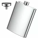 Flachmann Edelstahl, Flachmann Set aus Edelstahl, Aus 304 Edelstahl, für Whiskey, Rum, Wodka, Geeignet für Wandern und Party(8 oz. 220ml), Silber