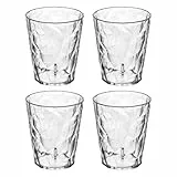 koziol Superglas Club No.1 – 4er Set Trinkgläser à 250ml, unzerbrechliches Wasserglas Set aus Kunststoff, Kristallgläser, stapelbar, spülmaschinenfeste Wassergläser, für Gartenparty, Camping, Cocktail