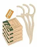 200 PCS Zahnseide Sticks Nachhaltige Dental Floss Picks ungewachste Zahnseide mit Zahnstocher Plasktikfrei Zahnseidesticks Natur Zahnsticks ungewachste Flossers Dental Sticks